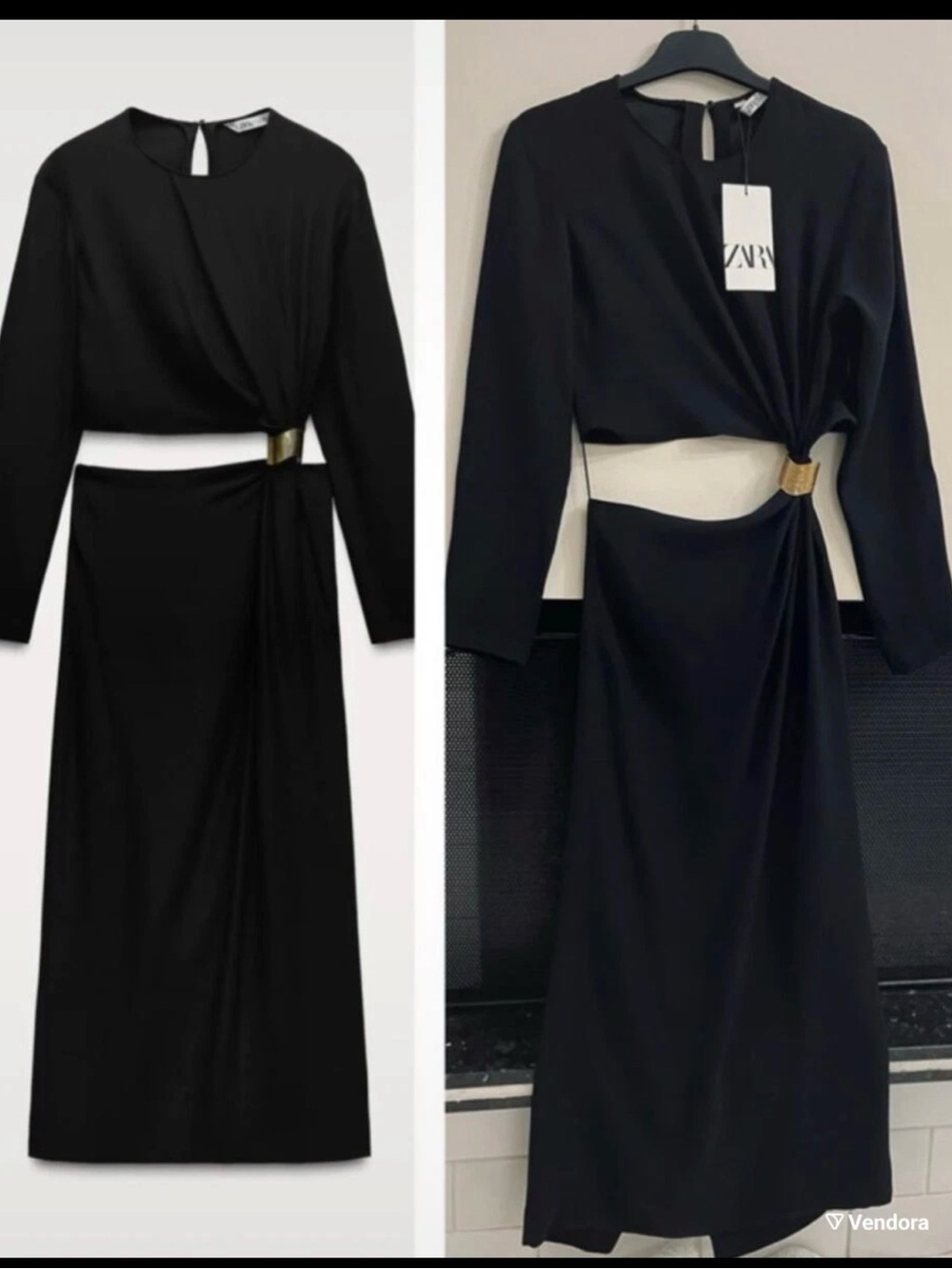 Zara Black Asymmetrical Long Sleeve Dress